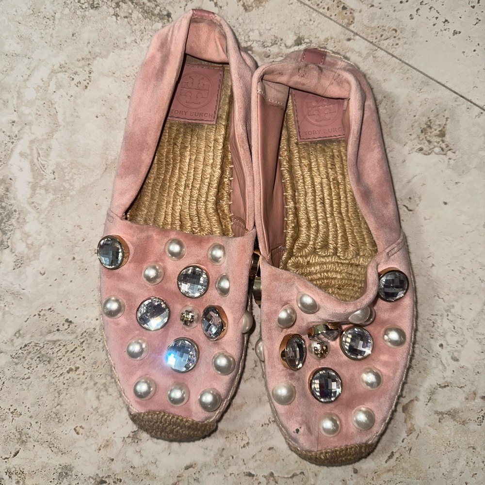 Tory Burch velvet jeweled espadrilles
